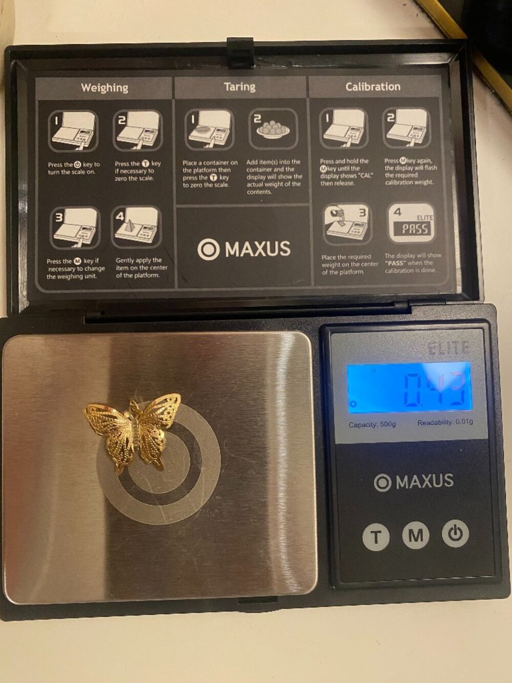 14K Yellow Gold Butterfly Pendant - Picture 4 of 4